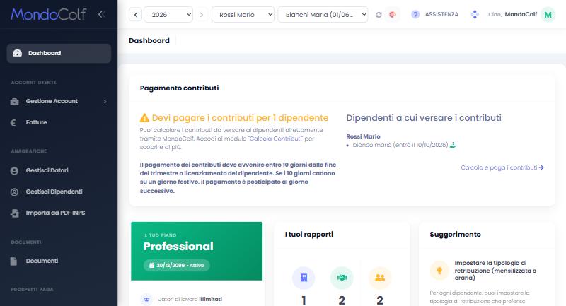 Dashboard di MondoColf